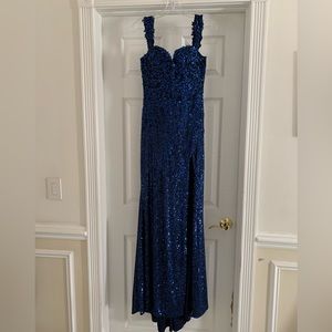 Brand New Ellie Wilde for Mon Cheri Evening Gown EW34012 Navy size 8